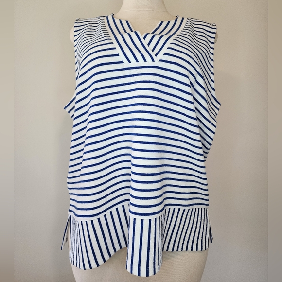 Jones New York Signature Sapphire and White Striped Tank Top NWT - Picture 2 of 11